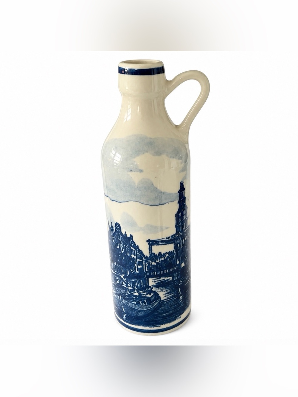 Holland America Lines Blue Delft Mini Liquor Decanter Jug Bottle w/ Handle 5.5"